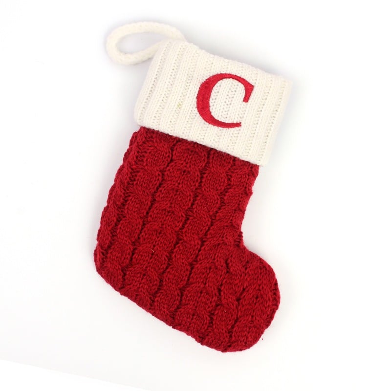 Christmas Red Socks Alphabet Knitting Christmas-Tree Pendant