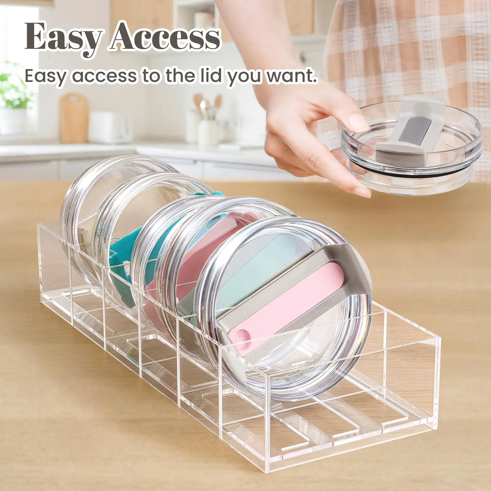 Acrylic Tumbler Lid Organizer Detachable Kitchne Accessories Storage Box for Stanley Cup Separators