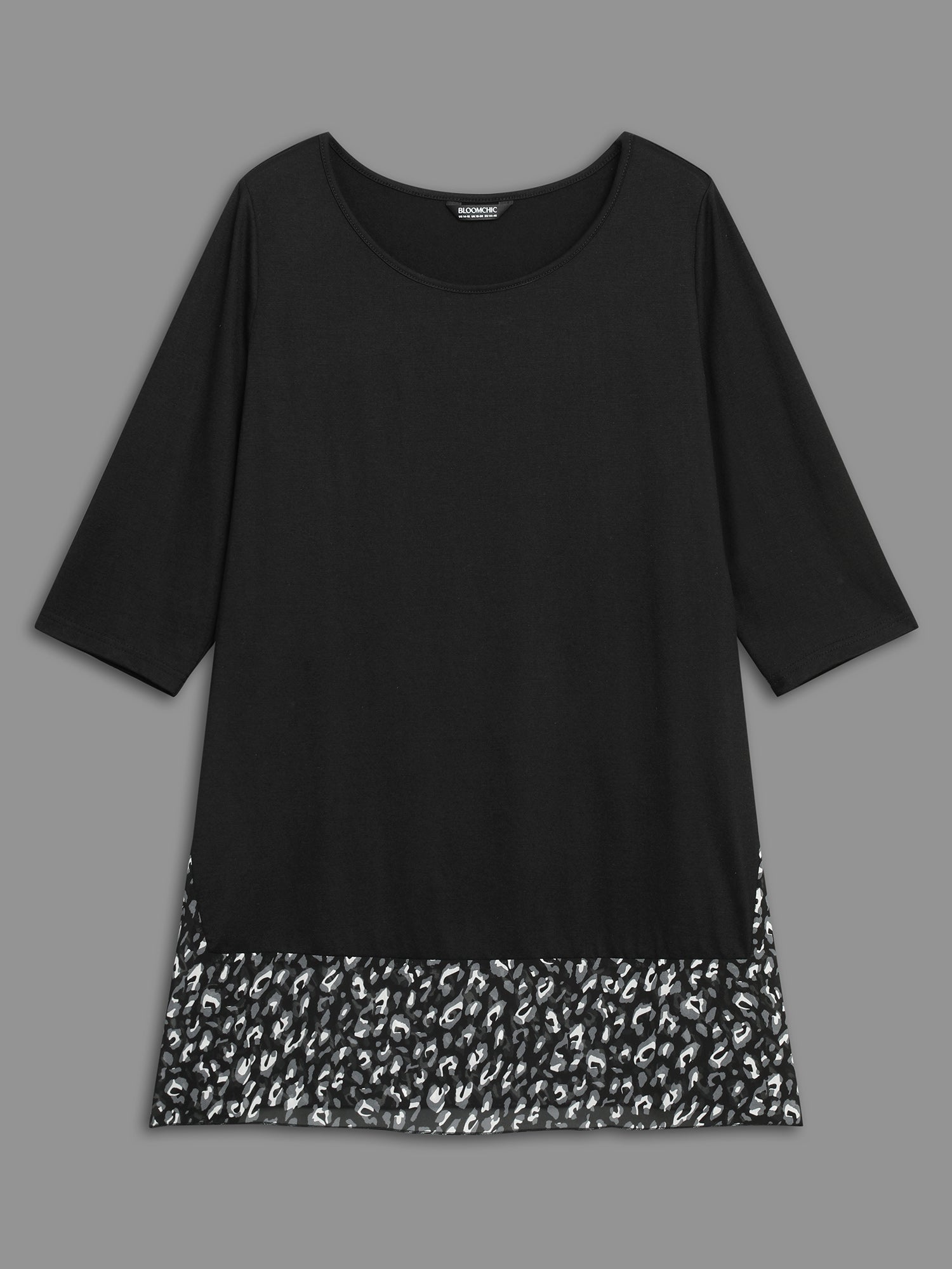 Crew Neck Leopard Print Patchwork T-shirt