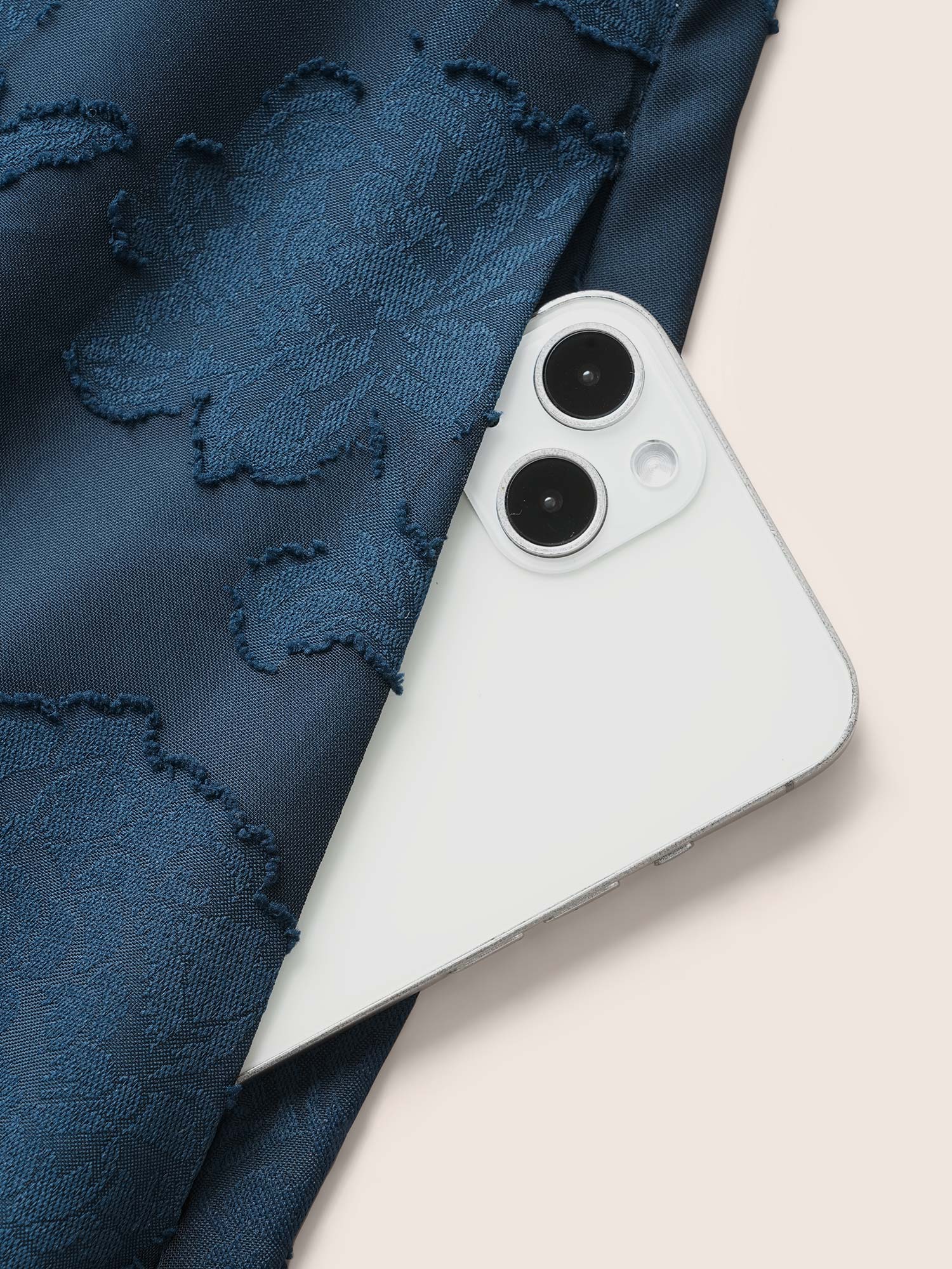 Textured Mesh Puff Sleeve Button Detail Dress