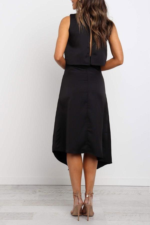 Fashion O-Neck Open Two-Piece Dress