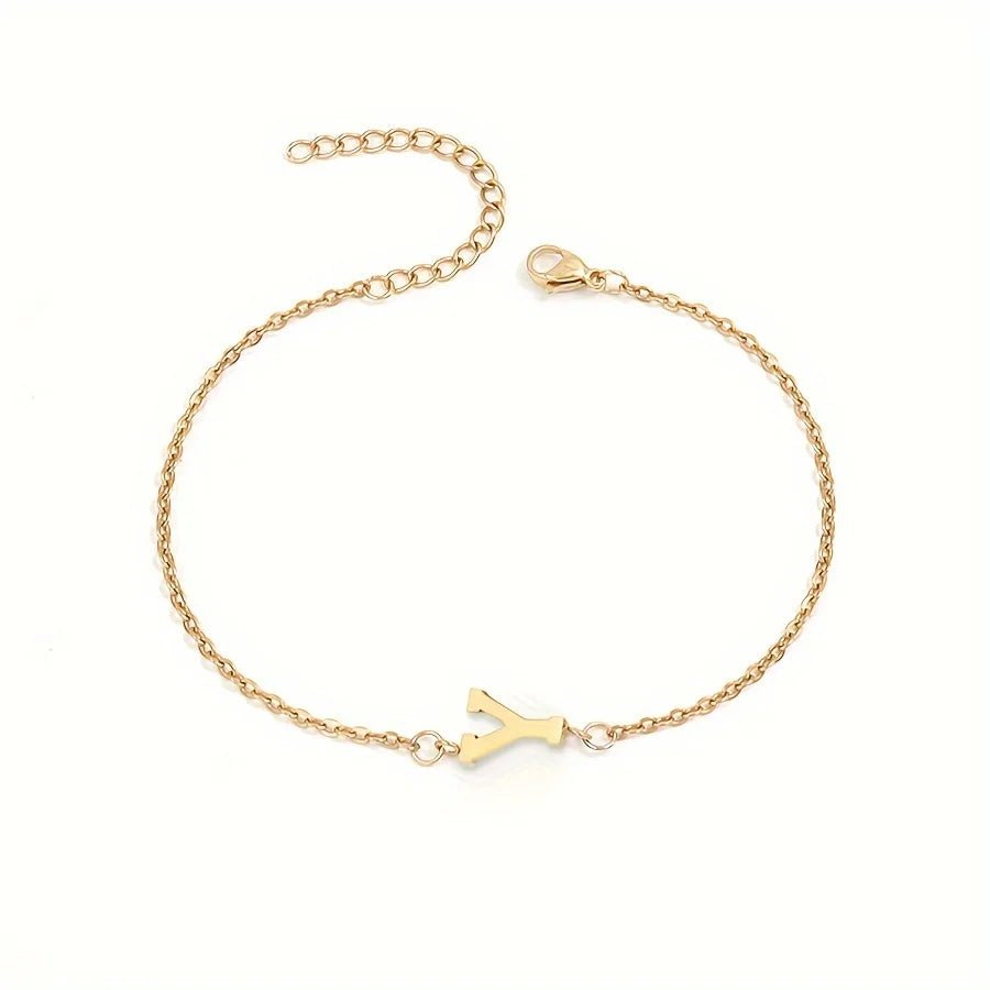 Dainty Feminine Letter Initial Chain Bracelet