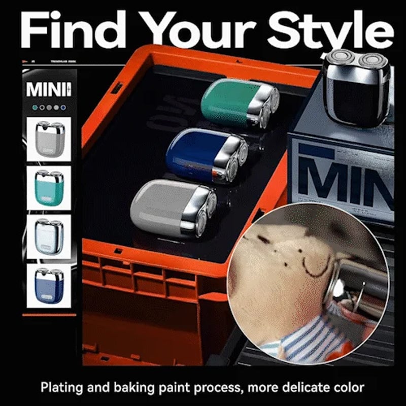 Rechargeable Waterproof Compact Electric Razor for Home. Car. Travel