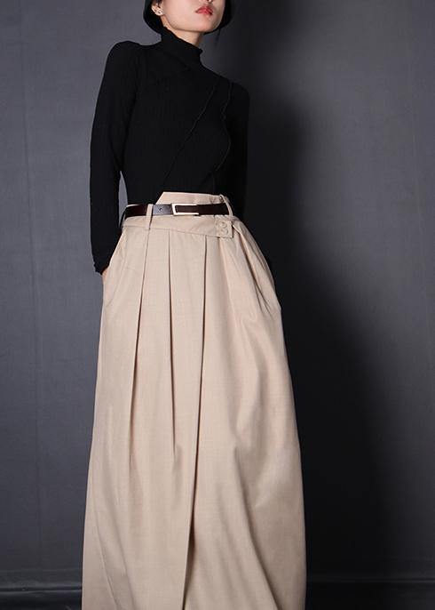 Beige asymmetrical design Patchwork Skirt Summer