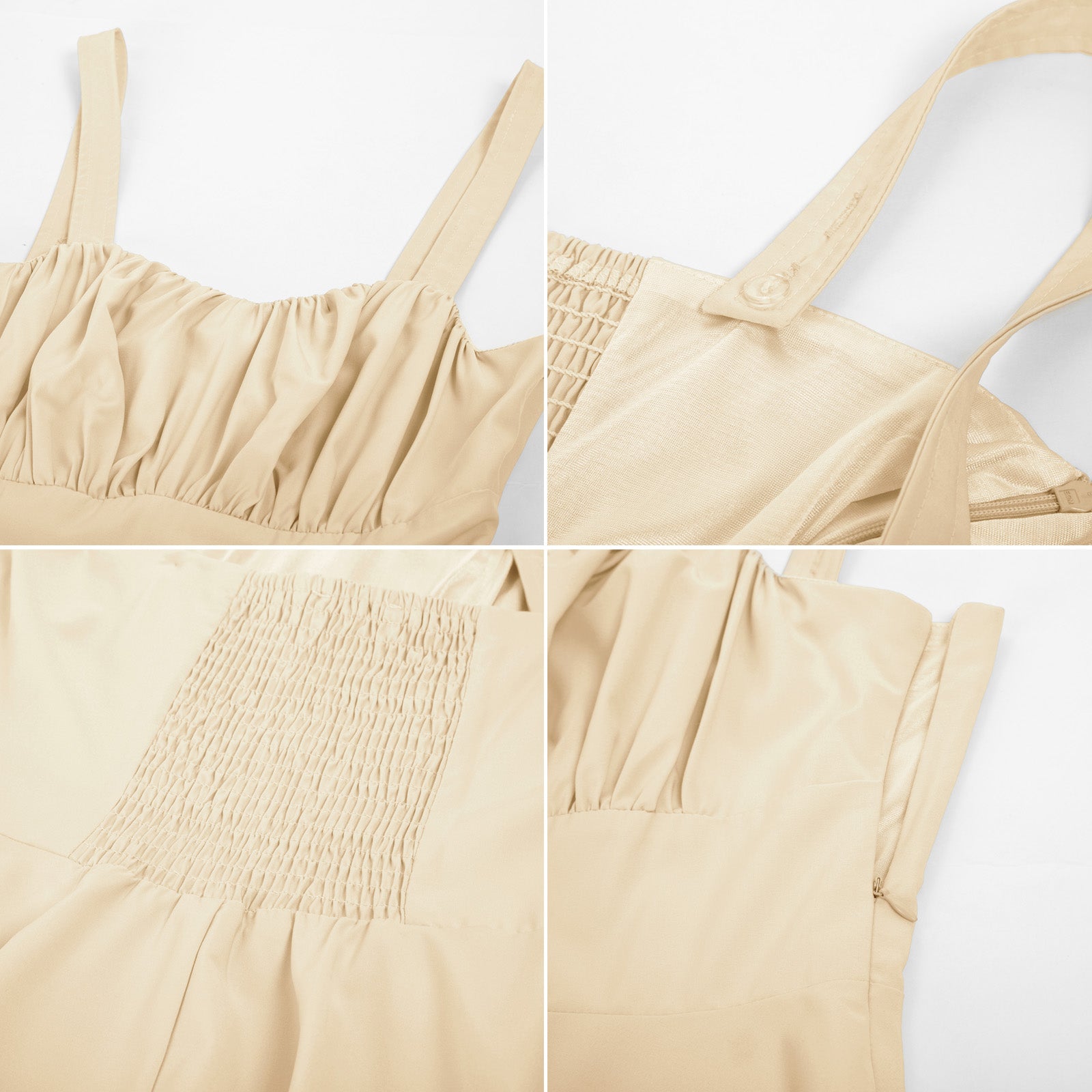 Vintage Solid Color Two-Way Defined Waist Dress Ruched Bodice Flared A-Line Dress