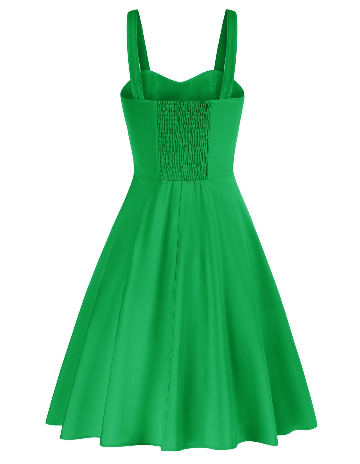 Vintage Solid Color Two-Way Defined Waist Dress Ruched Bodice Flared A-Line Dress