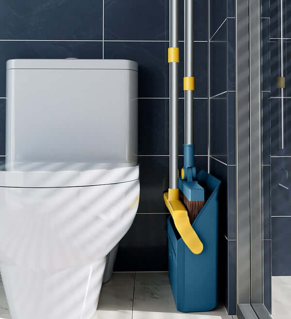 Broom and Windproof Dustpan with Adjustable Handle