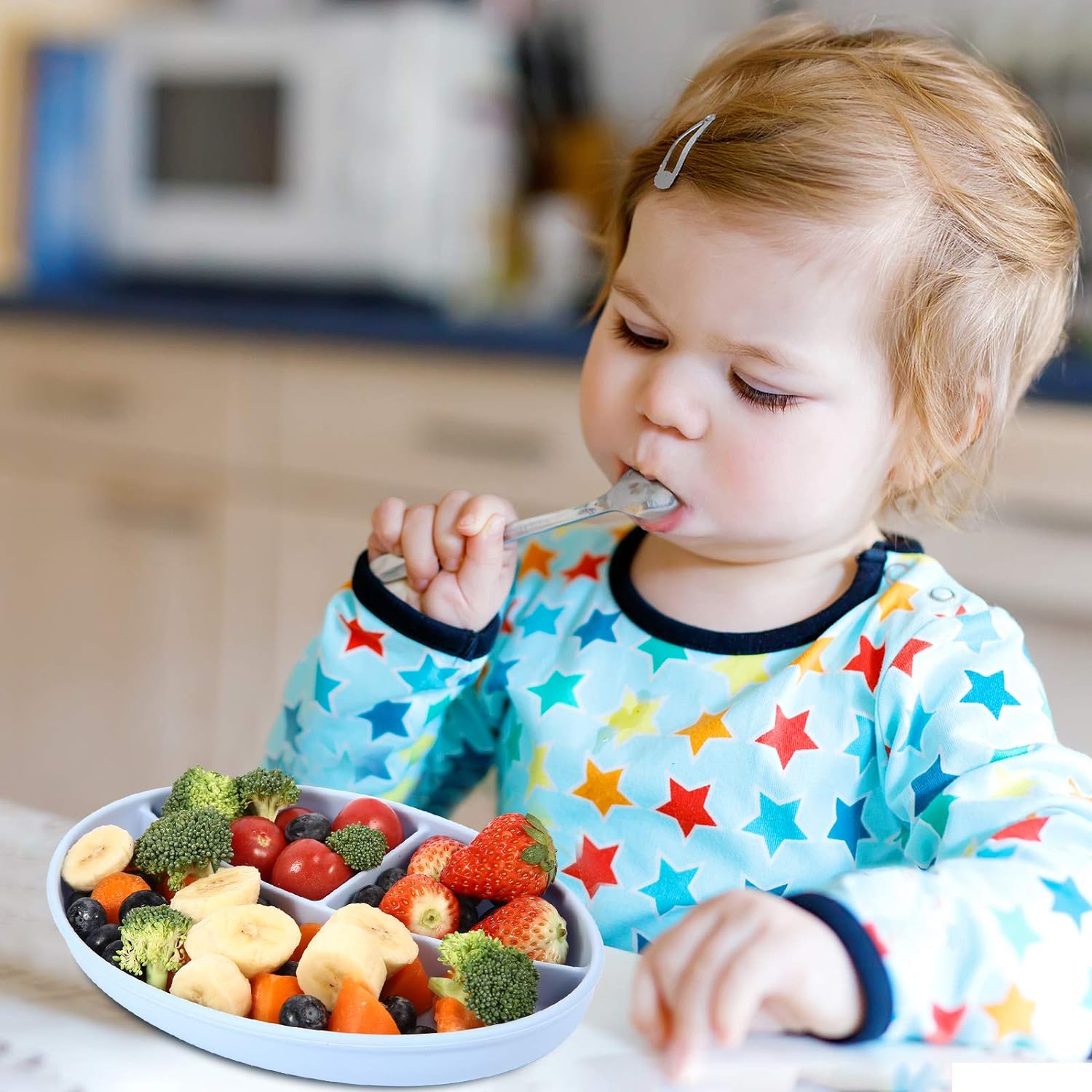 Silicone Suction Plates For Baby. Kids And Baby Divided Plate For Food. Baby Food Plate