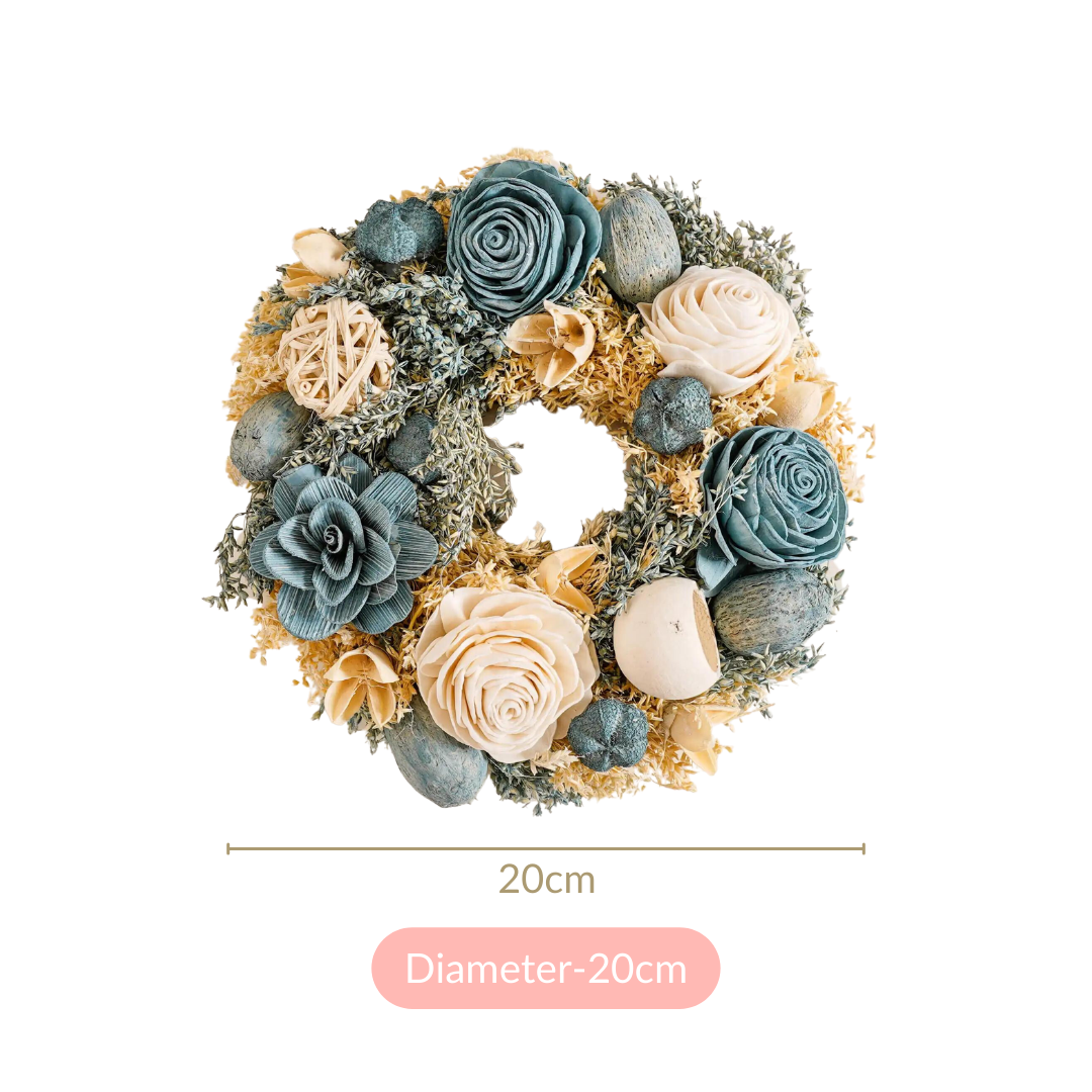 Sustainable Floral Wreath Garland Blue