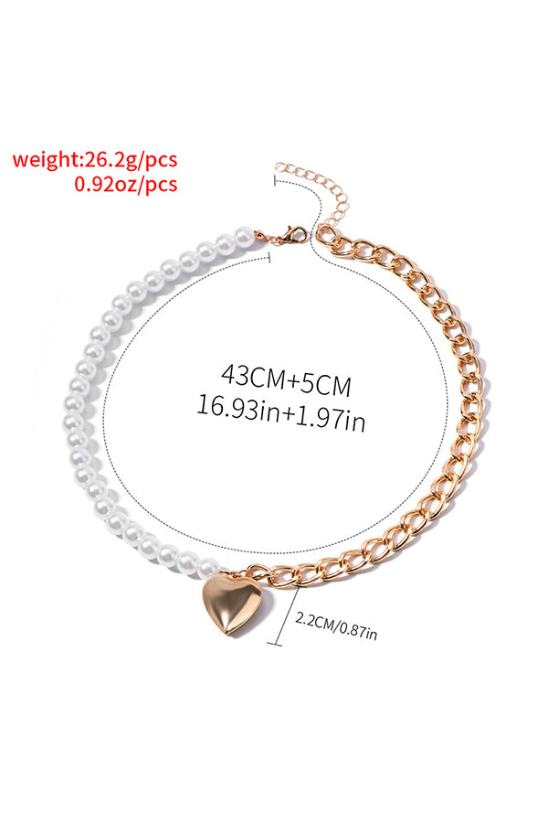 Cute Heart Pearl Necklace
