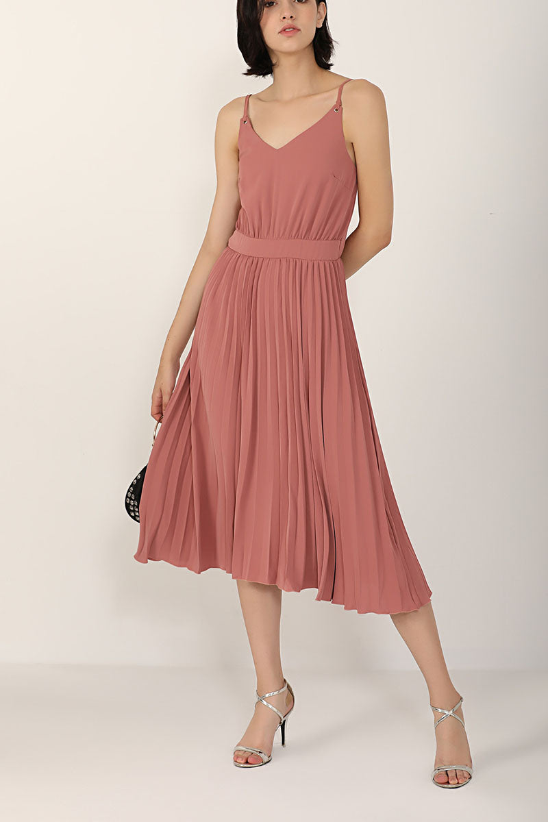 Sexy V-Neck Pleated Dress
