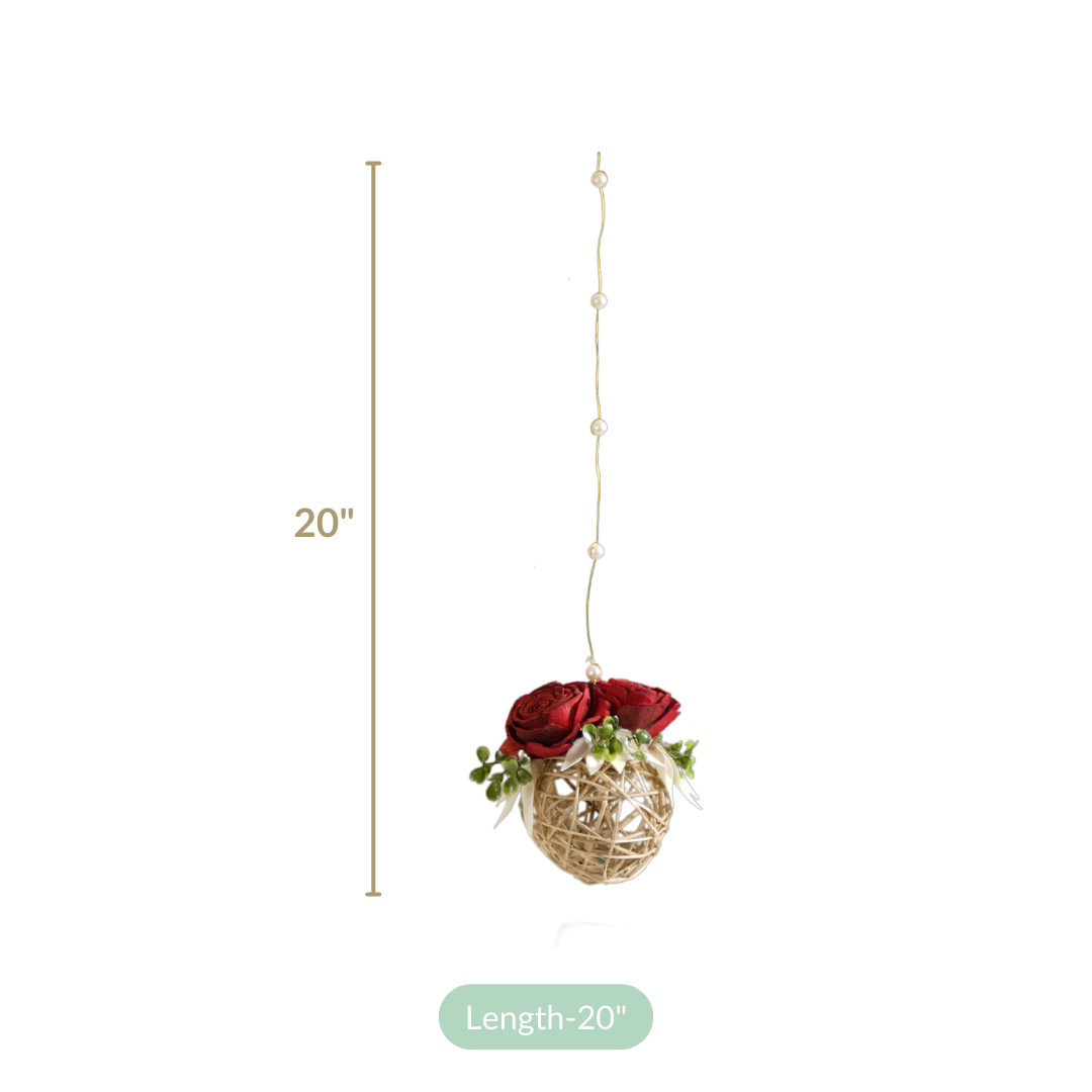 Natural Rose Rattan Hanging Decoration Sustainable Set Of 4