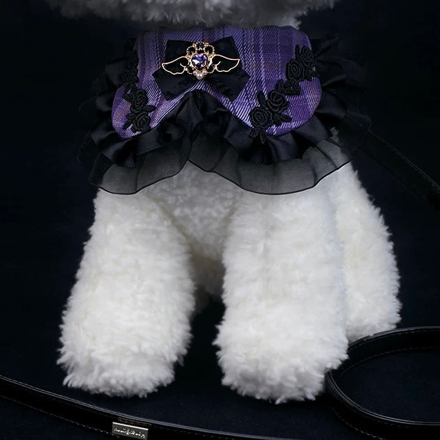 Lace Plaid Bow Pattern Dog Cat Bib Collar