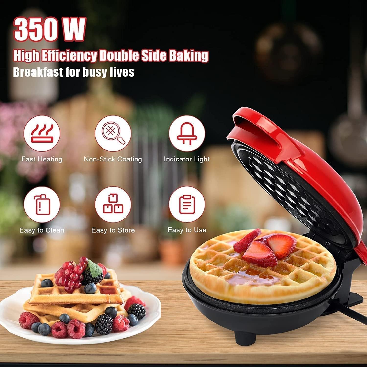 Mini Non-Stick Waffles Maker. Portable Electric Waffle Iron Machine