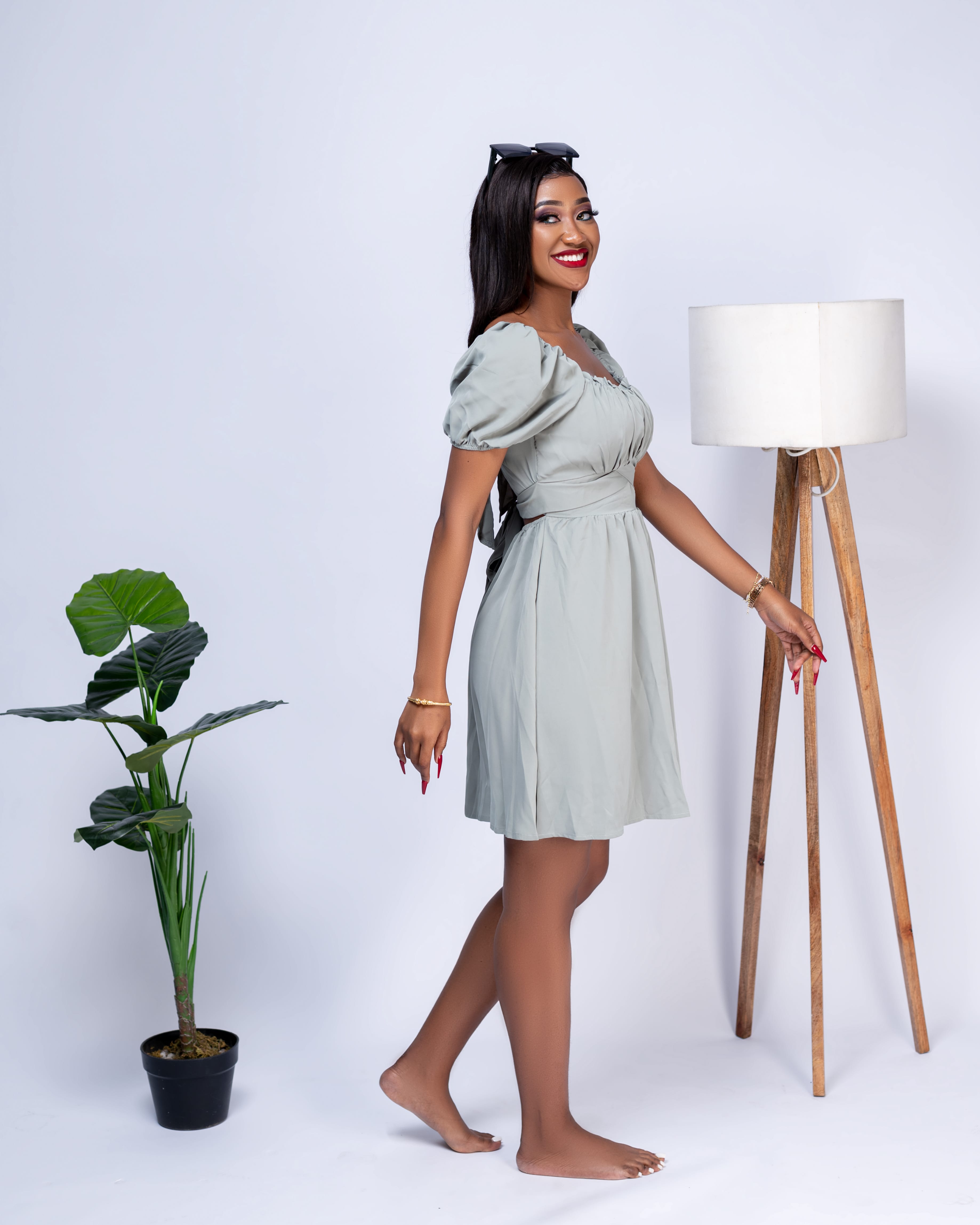 Green Back Tie Dress