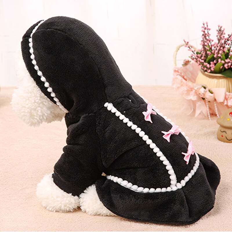 Fleece Bowknot Warm Dog Cat Coat