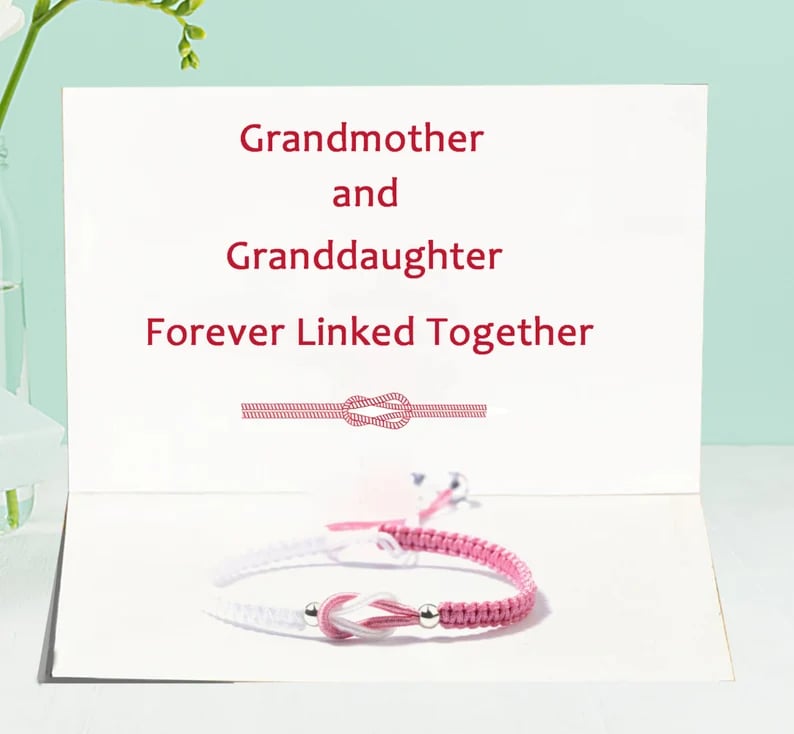 🎁-To My Granddaughter Forever Linked Together Handmade Braided Bracelet