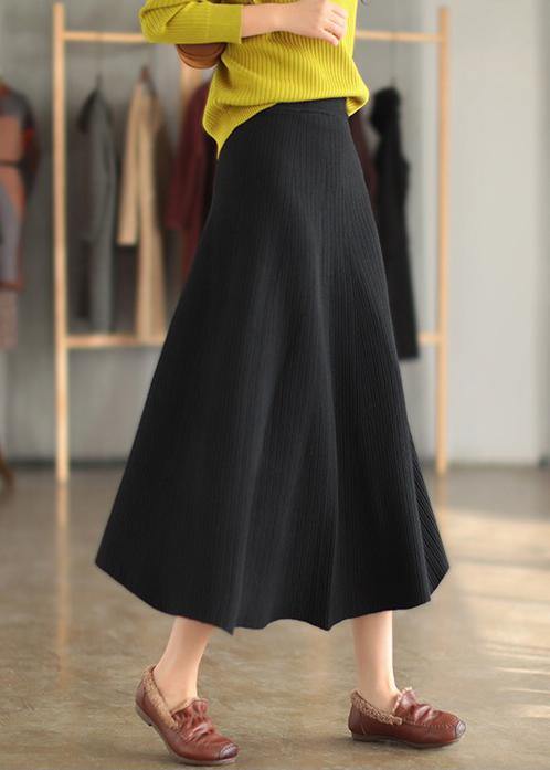 Elastic Waist Cinched Spring Quilting Clothes Chocolate Plus Size Skirt