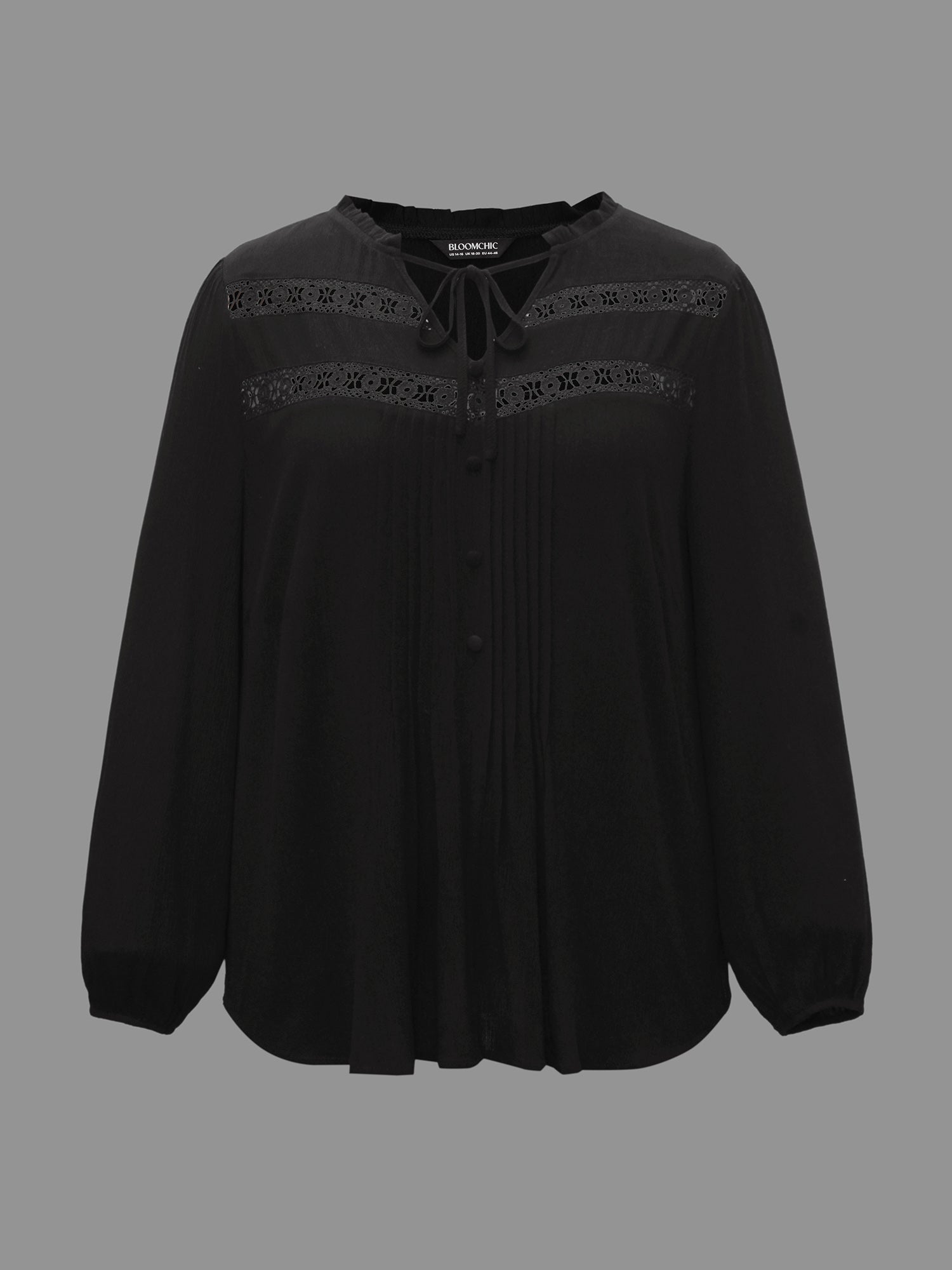 Lace Patchwork Pleated Ruffles Blouse