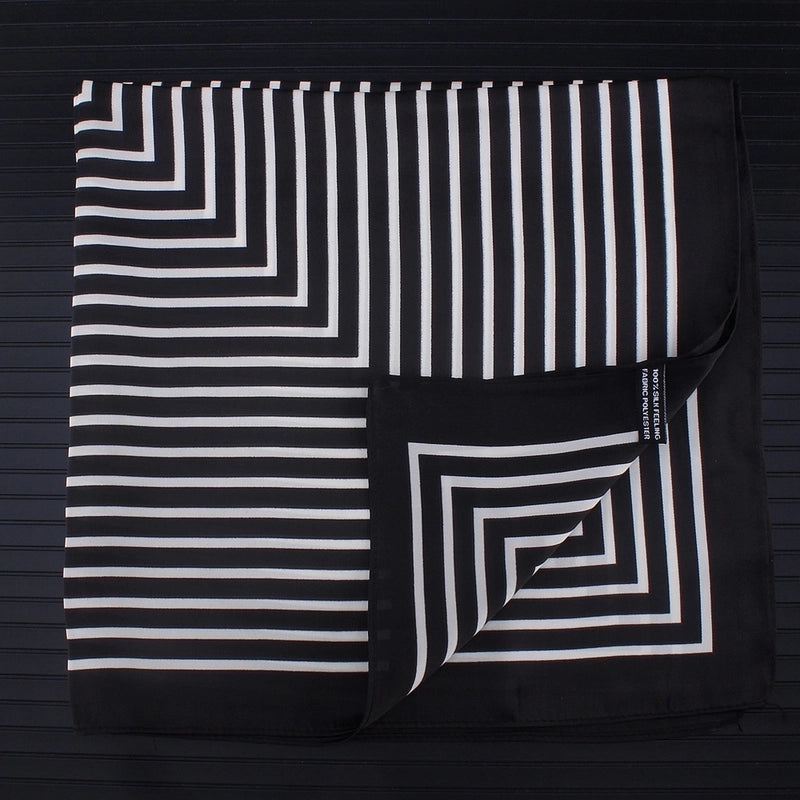 Women's Minimalist Stripe Satin Printing Silk Scarves