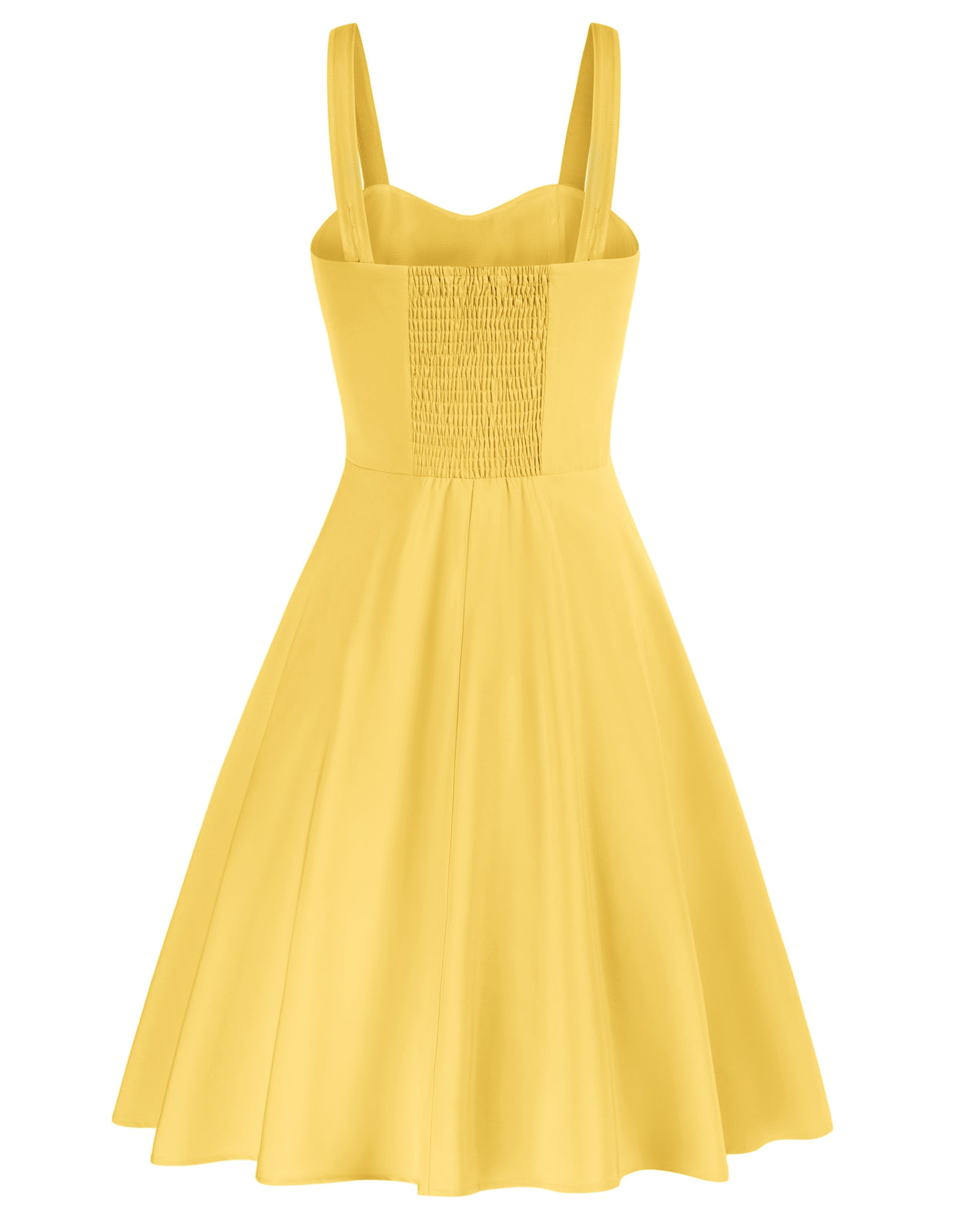 Vintage Solid Color Two-Way Defined Waist Dress Ruched Bodice Flared A-Line Dress