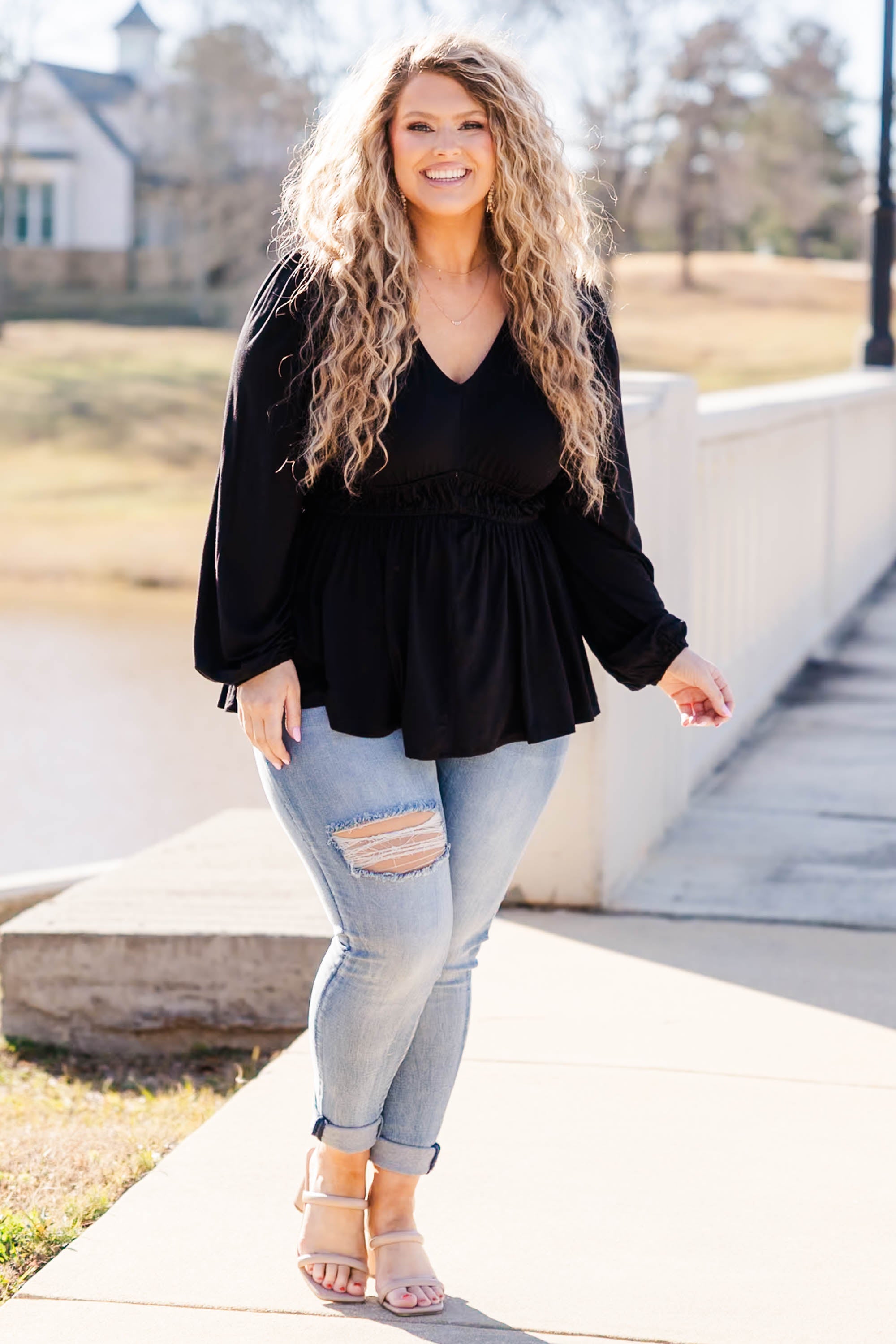 Come On An Adventure With Me Top. Black