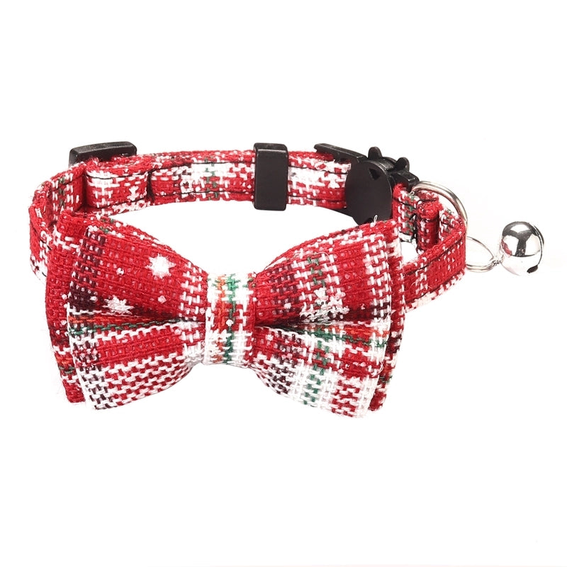 British Style Cotton Polyester Christmas Lattice Pet Collar