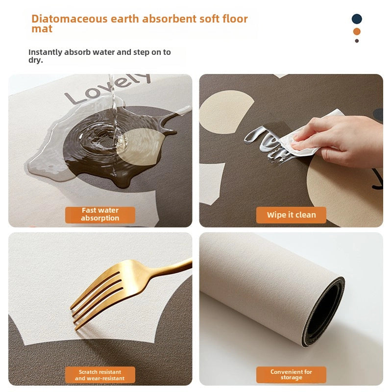 Cute Cartoon Puppy Diatom Mud Mat Bathroom Absorbent Non-slip Toilet Door Quick-drying Foot Mat Bathroom Carpet
