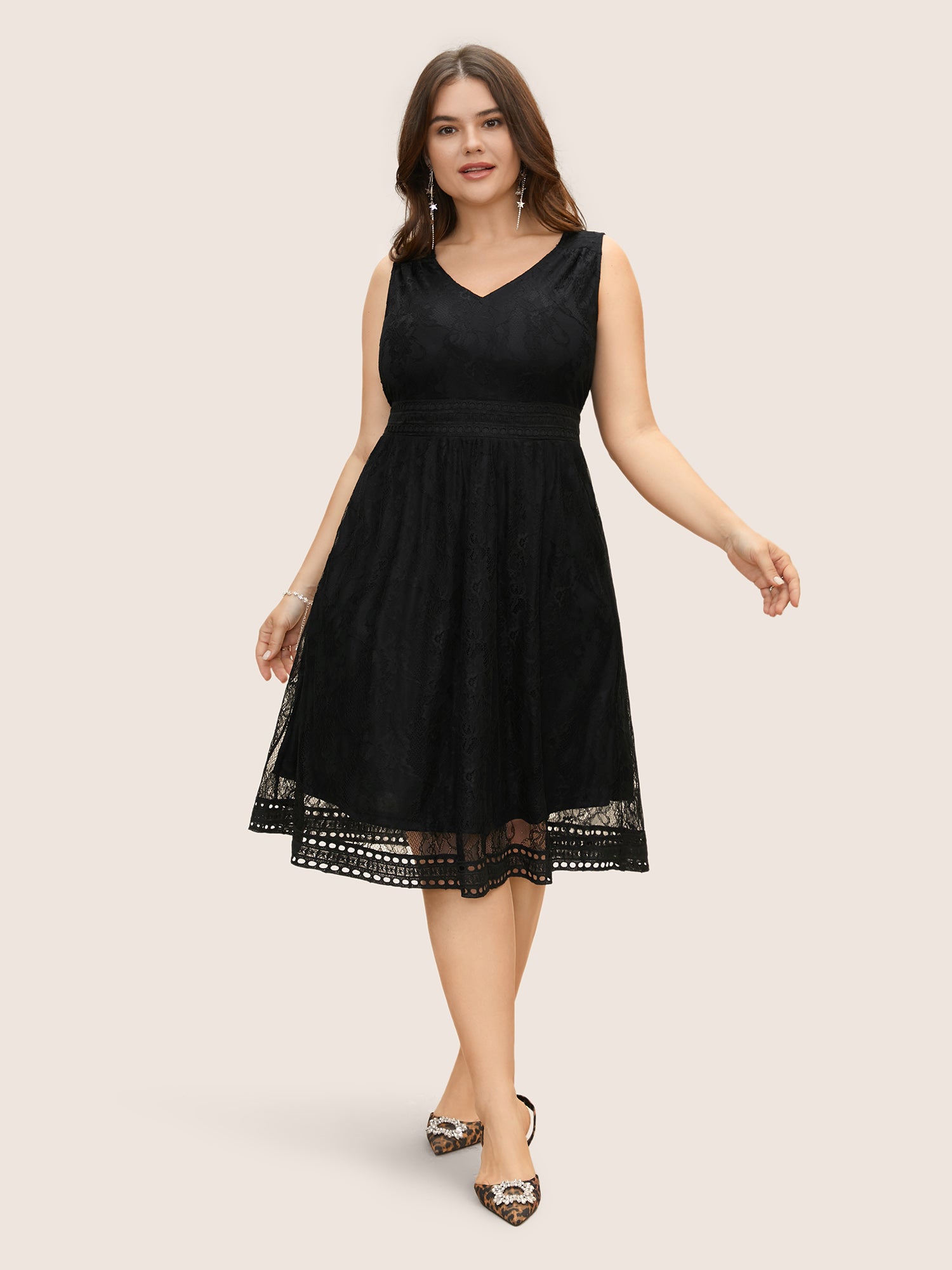 Crochet Lace Mesh Pocket Tank Dress