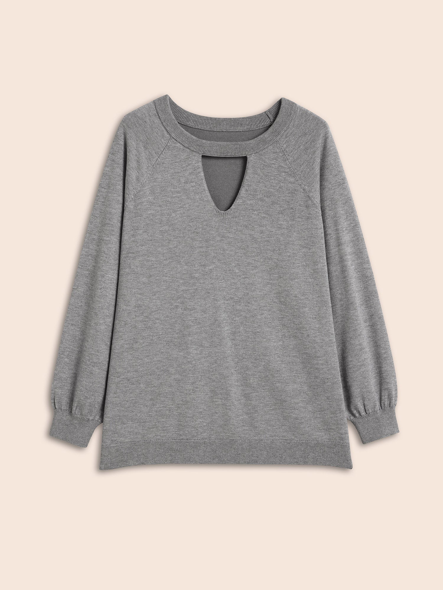 Plain Keyhole Puff Sleeve Pullover