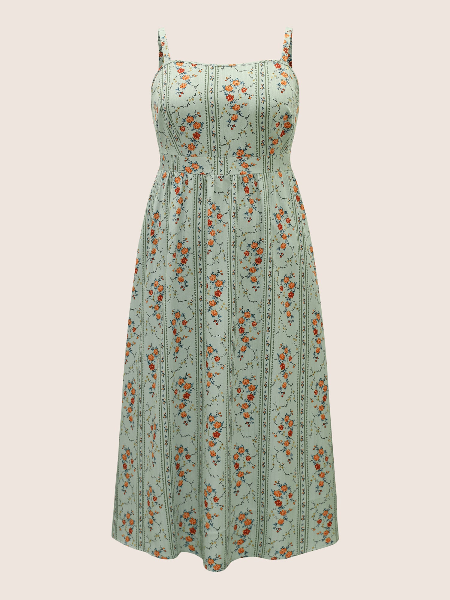 Boho Print Square Neck Maxi Cami Dress