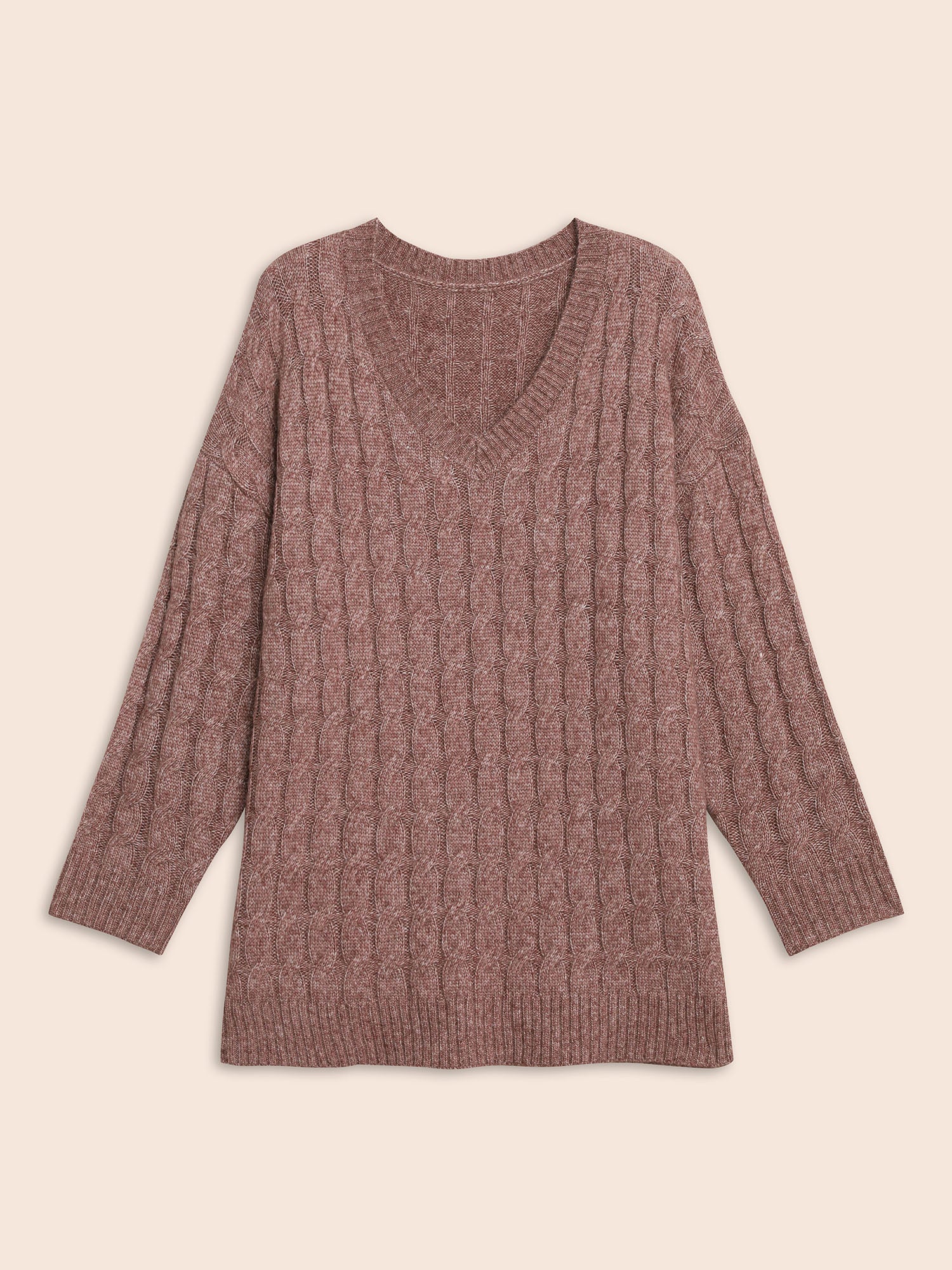Heather Texture Cable Knit Pullover