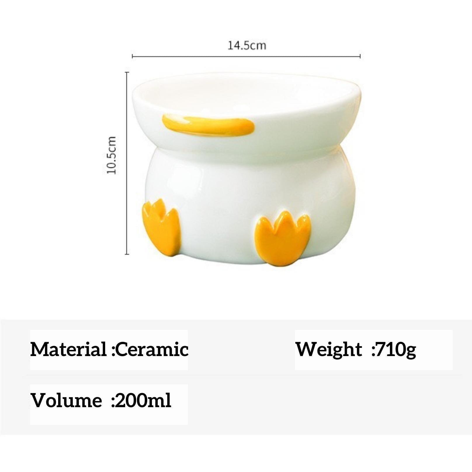 Duck-Shaped Elevated Ceramic Cat Bowls Small Dog Bowls