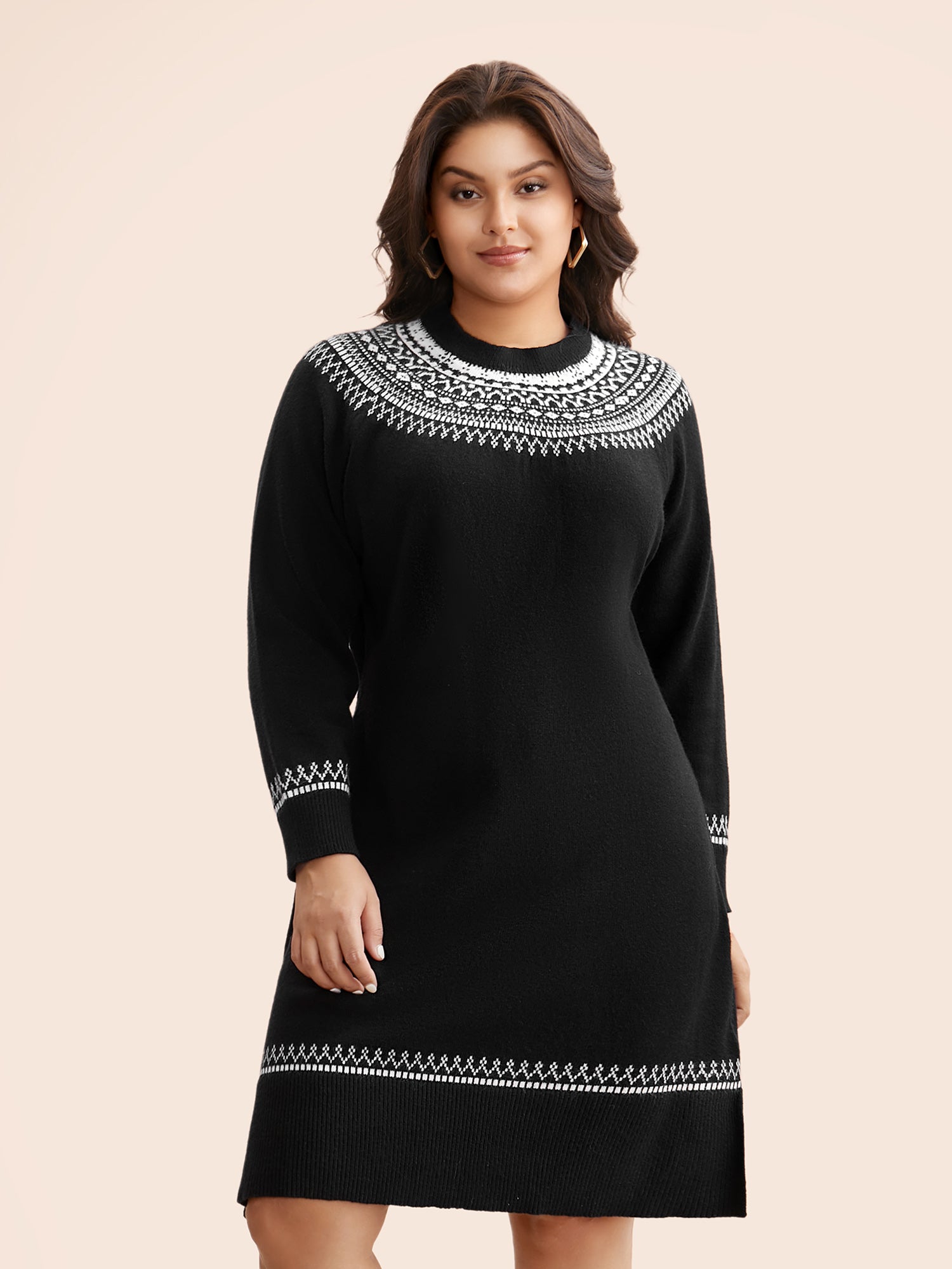 Supersoft Essentials Geo-embroidery Fair Isle Fitted Sweater Dress