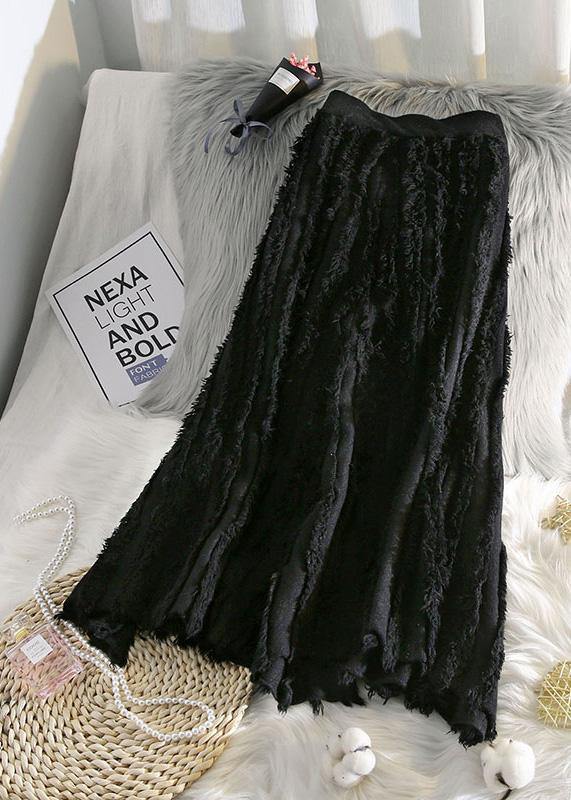 nude cotton skirt tassel elastic waist spring skirt
