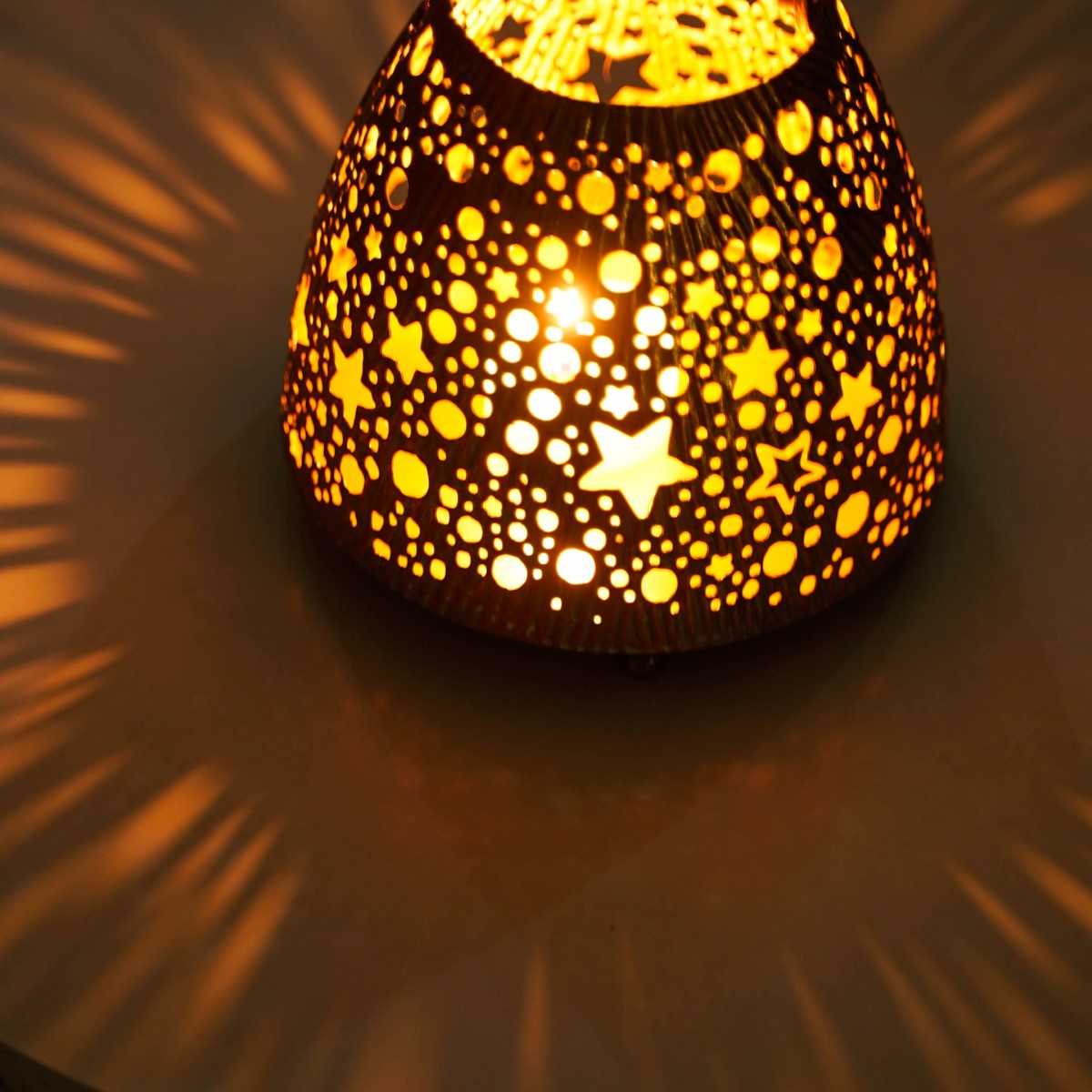 Stars And Moon Festive Metal Lantern With Handle