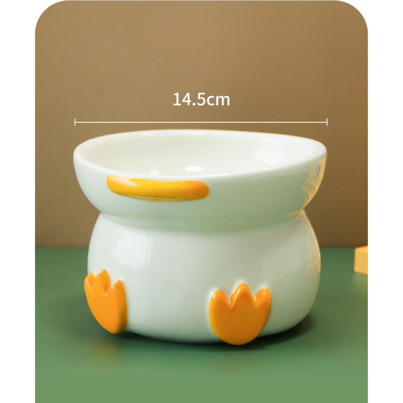 Duck-Shaped Elevated Ceramic Cat Bowls Small Dog Bowls