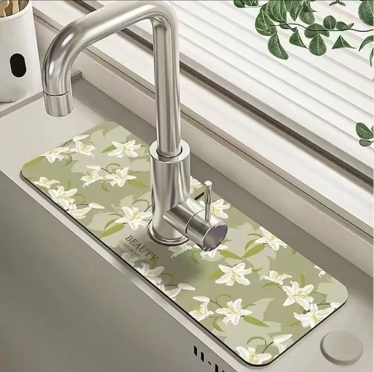 Kitchen Sink Splash Guard Faucet Drain Mat Super Absorbent Non-Slip Sink Drain Pad