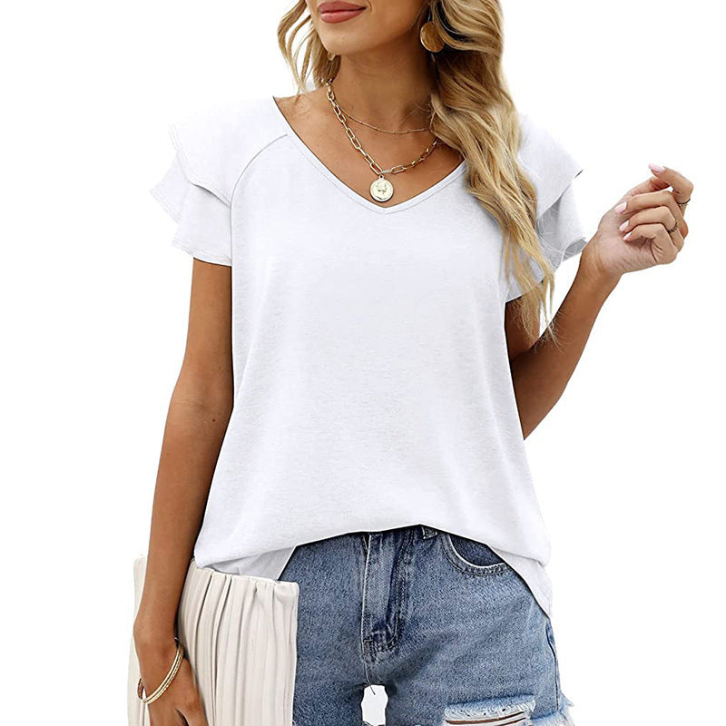 Peach Heart Collar Ruffle T-Shirt(7 colors)