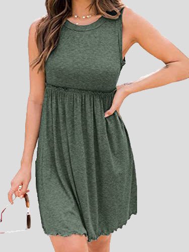 High Waist Knit Vest Dress