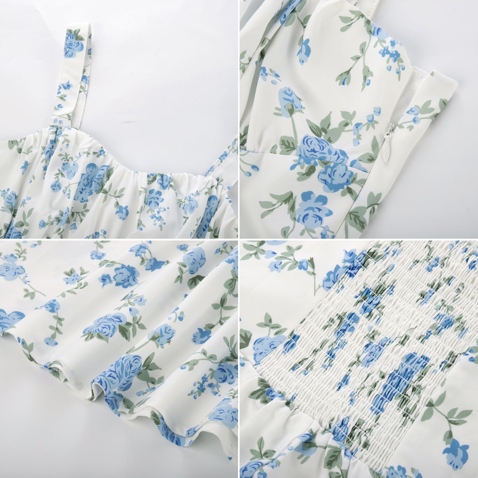 Vintage Floral Printed Defined Waist Dress Ruched Bodice Flared A-Line Dress