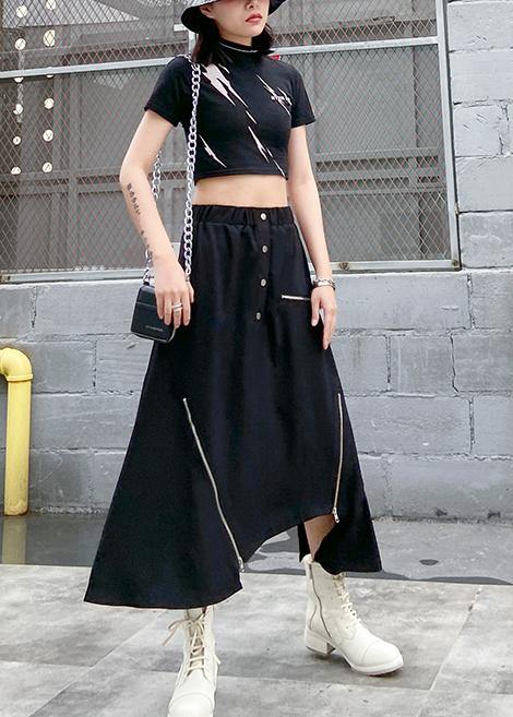 Irregular skirt female summer a-line skirt in the long section of large size elastic waist wild casual skirt