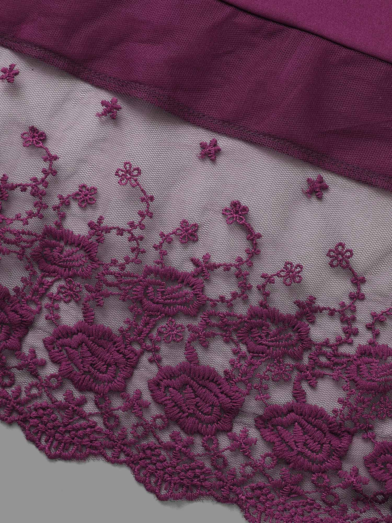 Floral Embroidered Mesh Crisscross Dress