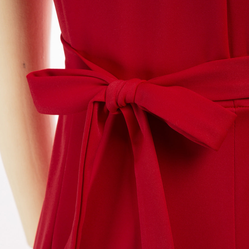 Vintage Square Neck Dress Short Sleeve Defined Waist A-Line Dress