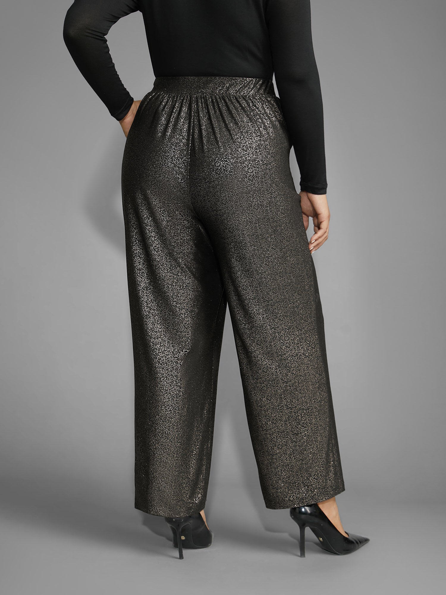 Sequin Knit Elastic Waist Holiday Pants