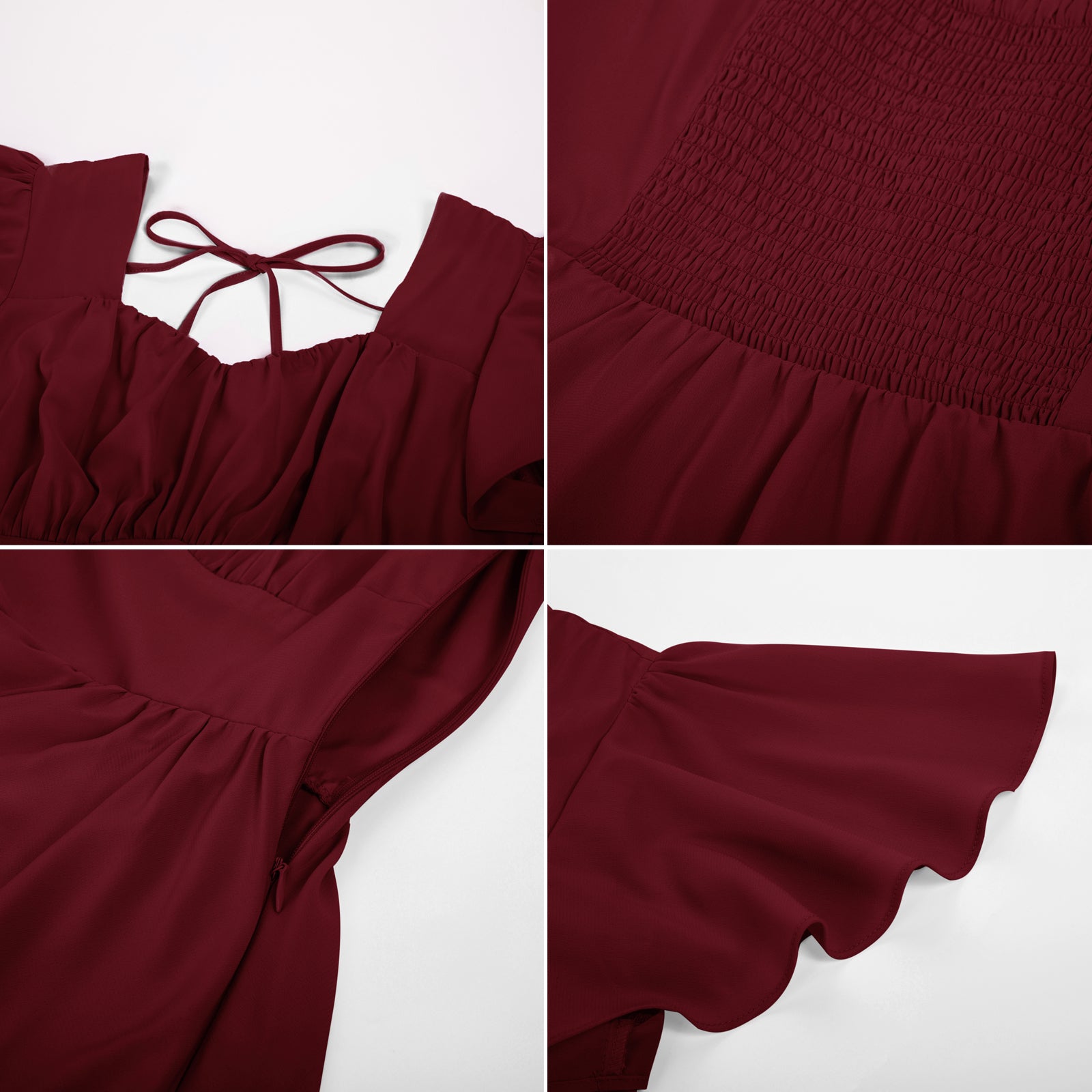 Square Neck Tiered Ruffle Dress 2023 Summer Vintage  A-line Swing Midi Dress