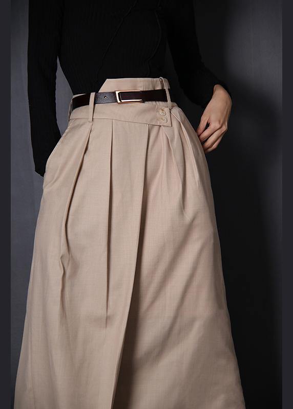 Beige asymmetrical design Patchwork Skirt Summer
