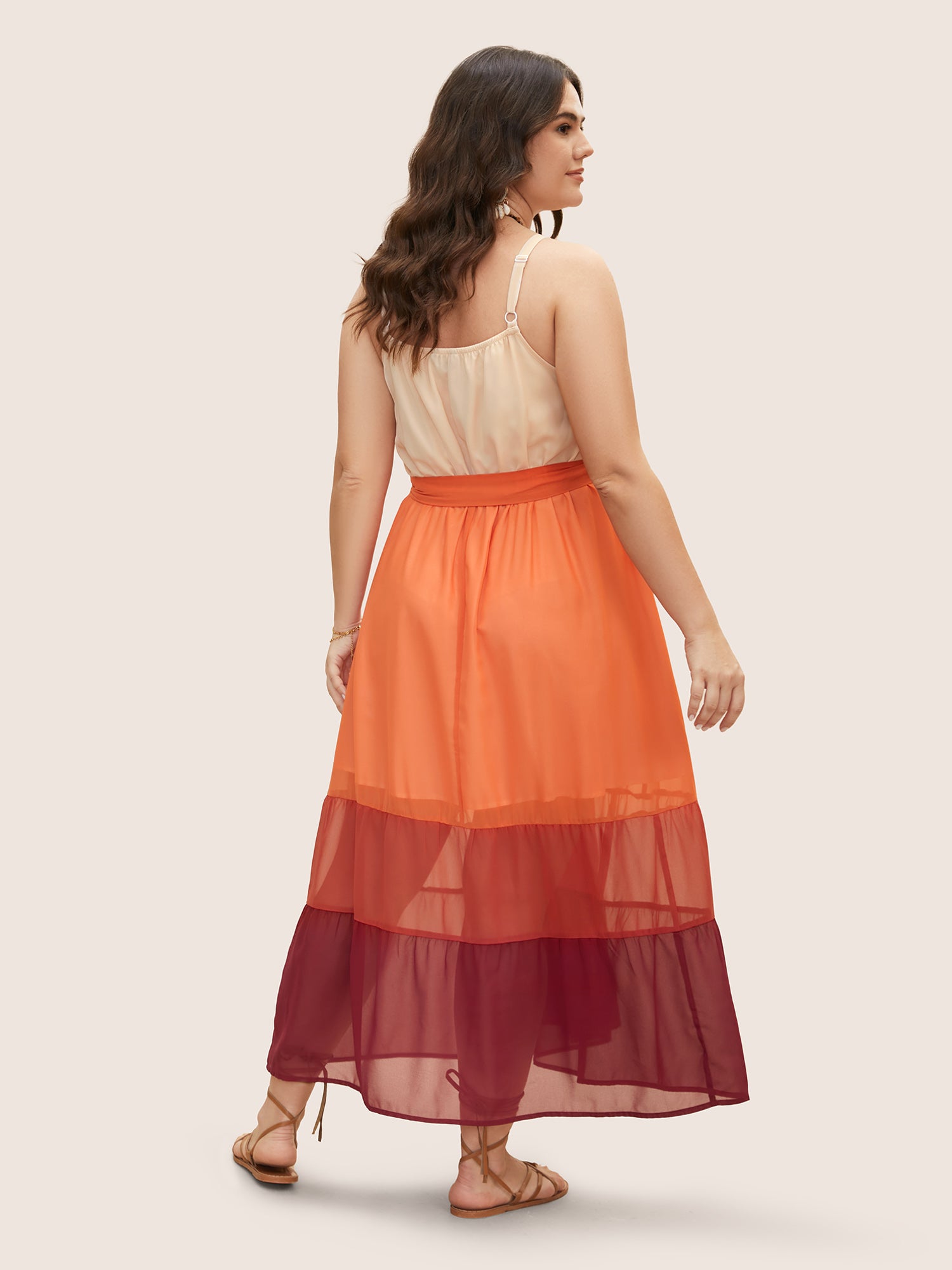 Colorblock Contrast Button Detail Slit Front Dress