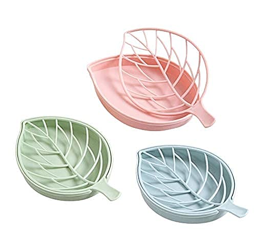 Beautiful Leaf Shape Double Layer Soap Dish Case Holder For Bathroom