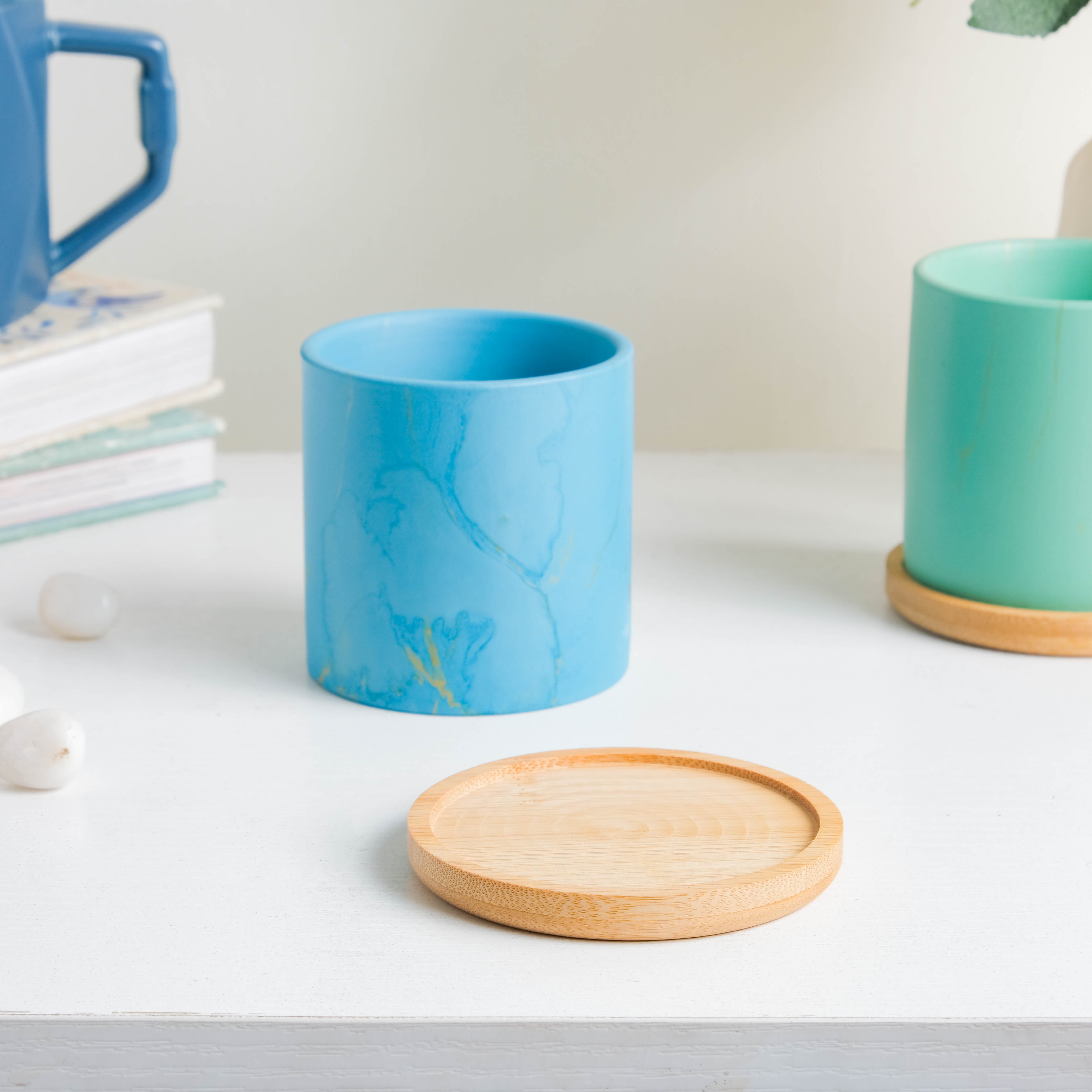 Summer Blue Planter With Coaster